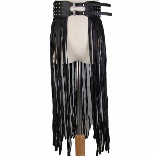 Women Leather Fringe Belt Long Tassels 