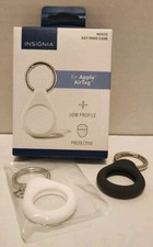 NEW Apple AirTag Silicone Case Spring Loaded Keyring Insignia 2 Pack White Black