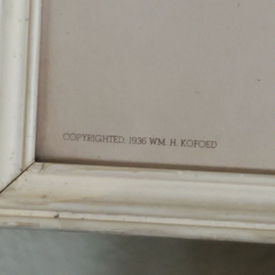 Vintage 1936 Wm H Kofoed Radio Picture Frame Co Sweet Awakening Baby