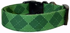 Green On Green Argyle St Patrick  s Day Handmade Dog Collar