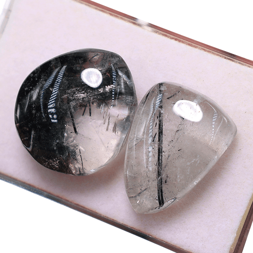 Lot 5 Pcs Natural Tourmaline Rutile Quartz Hi-Grade 23mm-34mm Cabochon Gemstones - Picture 6 of 13