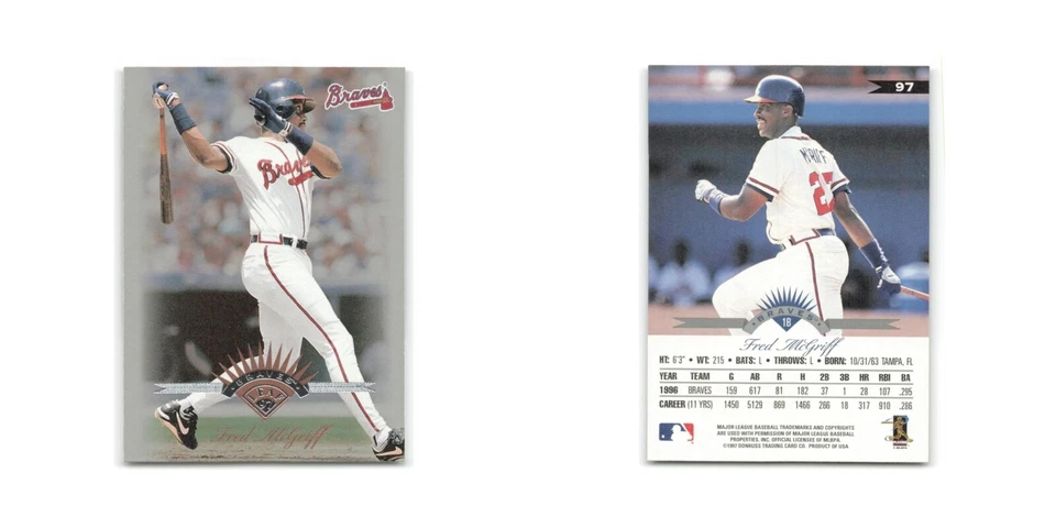 Fred McGriff 1997 Leaf #97 Atlanta Braves Baseball Card NM - Image 3 of 3