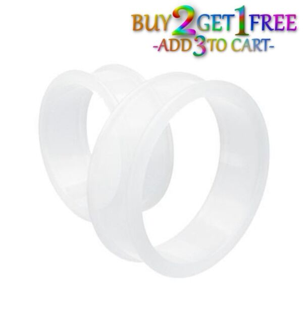 Pair 12g-50mm CLEAR SILICONE FLAT FLARE TUNNELS Double Gauges Thin Flesh 1008 Pair 12g-50mm CLEAR SILICONE FLAT FLARE TUNNELS Double Gauges Thin Flesh 1008