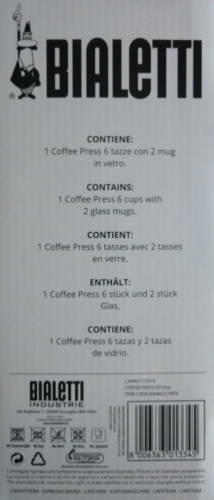 Coffee Press set / French press 6 cup BIALETTI