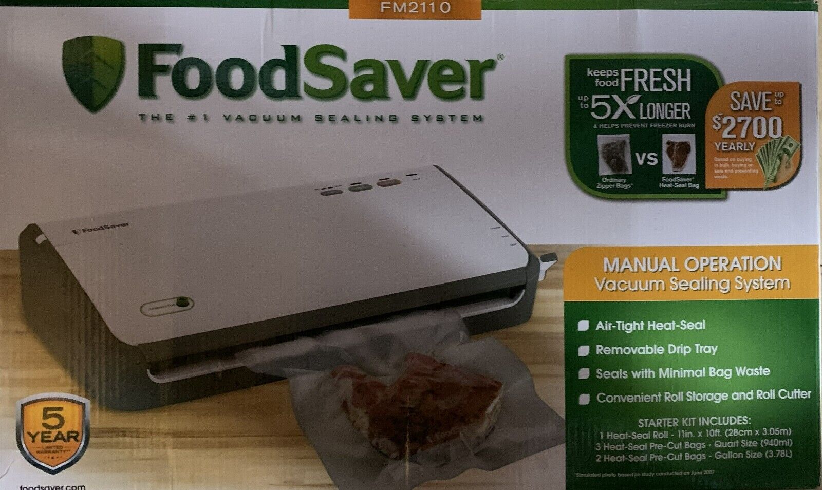FoodSaver Vacuum Sealer System Manual Operation FM2110 Brand New