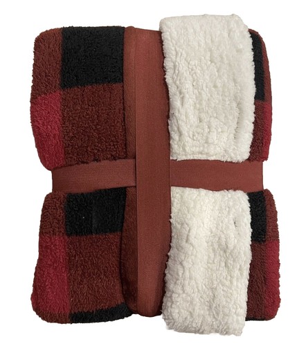 Sherpa Throw Blanket Plush Velvet Better Homes Gardens Buffalo Check Plaid 50x60 - Picture 2 of 6