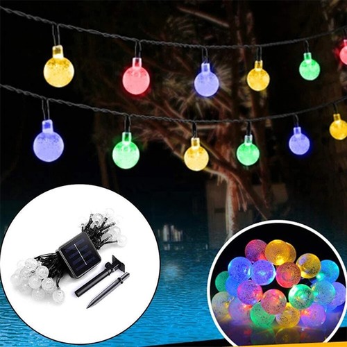 Solar Lights Waterproof String Fairy Globe Crystal Balls 30 LED Outdoor 8 Modes - Picture 2 of 12