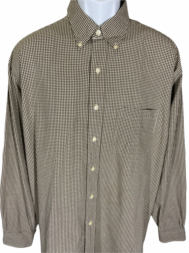 Camisa Brooks Brothers marrón a cuadros manga larga abotonada para hombre talla grande” Foto 2 de 4