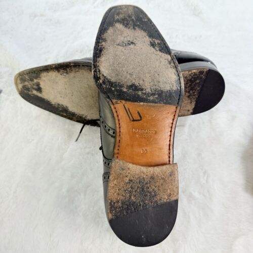 Magnanni Mens Wingtip Shoes-Size 10M-Brogue Black Leather Derby Oxford 13974 - Picture 11 of 12