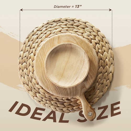 Woven Placemats sizes12"13'' Round Placemats Rattan Placemats Wicker Water Hy - Picture 3 of 6