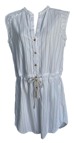 Anthropologie The Odells Mini Camicia Abito Bianco Fuori Senza Maniche Donna S