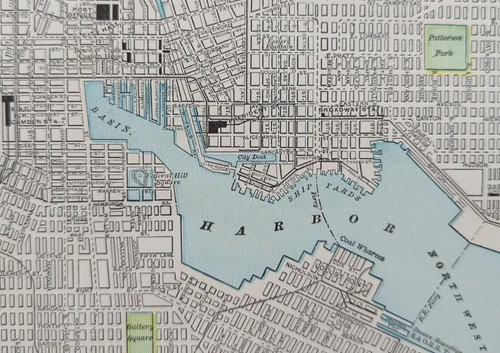 Vintage 1901 BALTIMORE MARYLAND Map 14"x11" Old Antique Original CAMDEN STATION - Picture 9 of 15