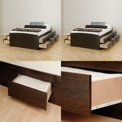 Prepac Ebq 6212 K Tall Queen Sonoma Platform Storage Bed With Queen Espresso 772398570457 Ebay