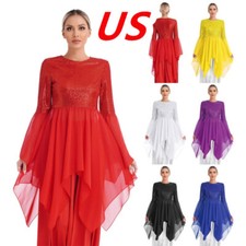 Women Praise Dance Tunic Worship Dance Overlays Top Liturgical Sequins Dress