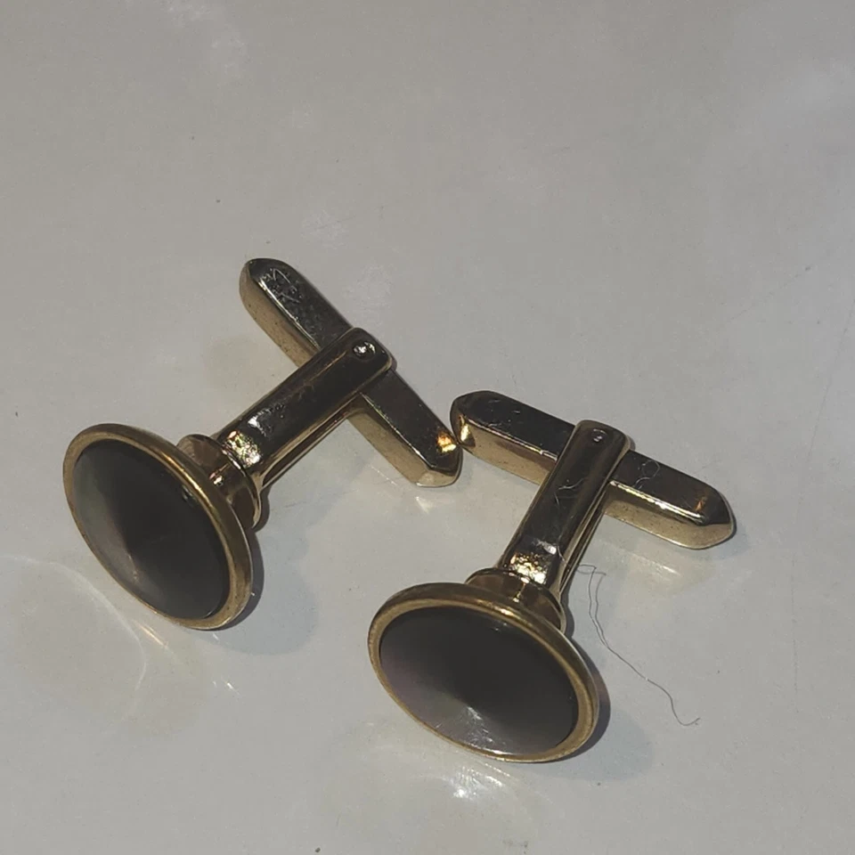 Винтажные запонки с надписью Hickok. Золотистые тона - Изображение 3 из 4