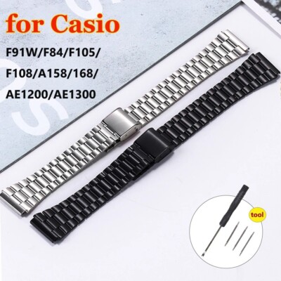 18mm Stainless Steel Watch Strap For Casio F-91W/105/108 A-158W/168 AE-1200/1300
