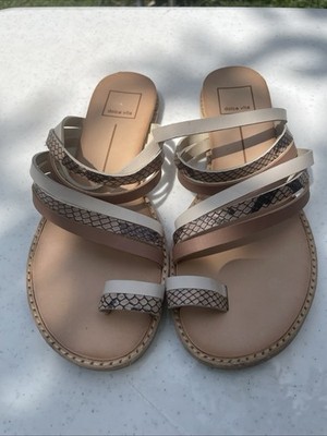 Dolce Vita Women's Sandal Flip Flop Slide Size 7.5 Thong Tan Snakeskin
