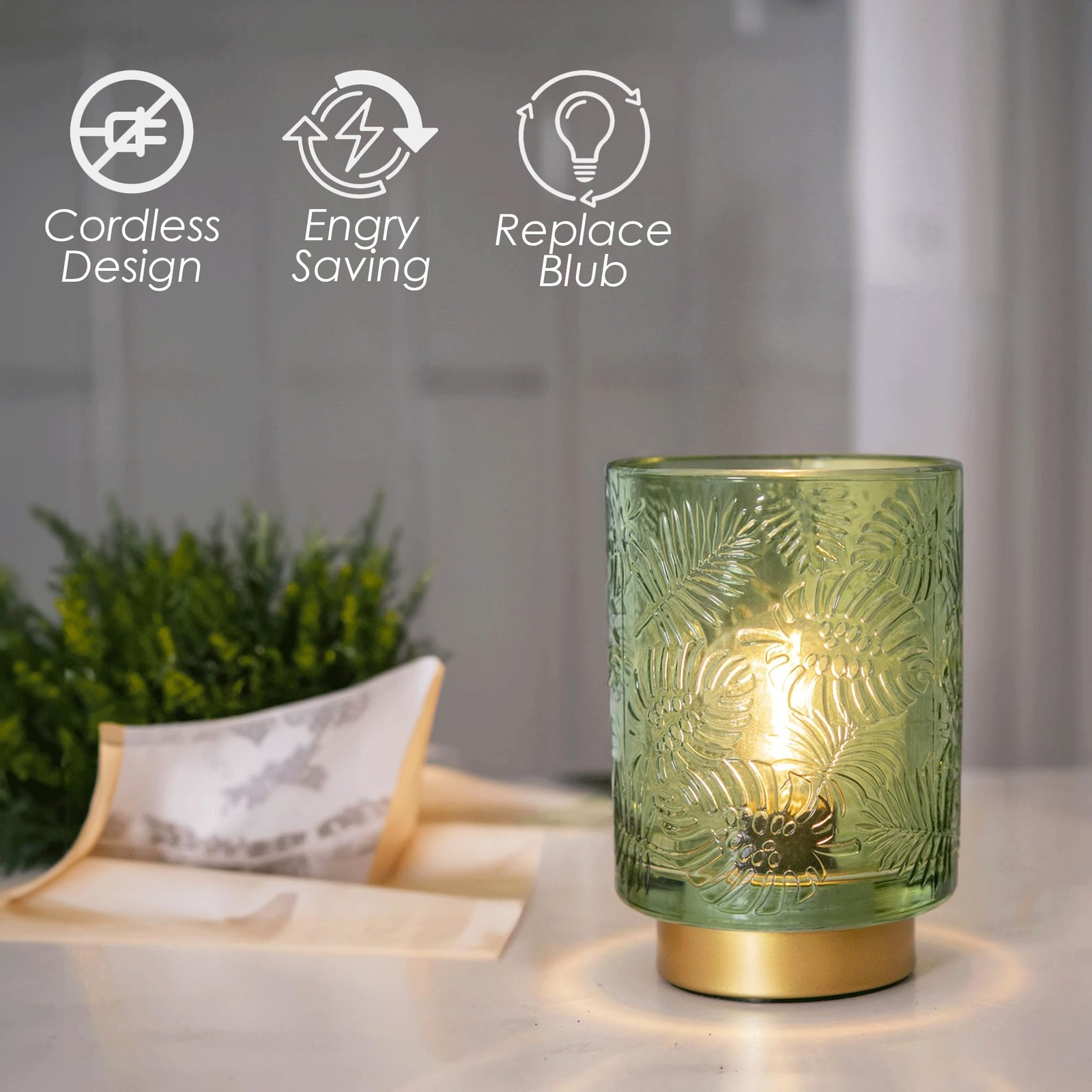 Small Battery Operated Lamp-Portable Cordless Table Lamps with Bulb for Home ...