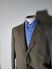 Vintage 52 42R CANALI Brown Hopsack Featherweight Blazer Jacket Sport Coat