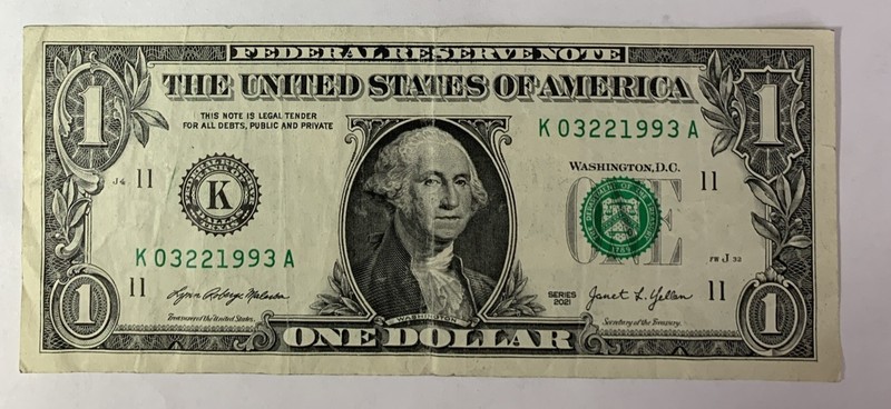 BIRTHDAY/ANNIVERSARY $1.00 CURRENCY Note 03-22-1993