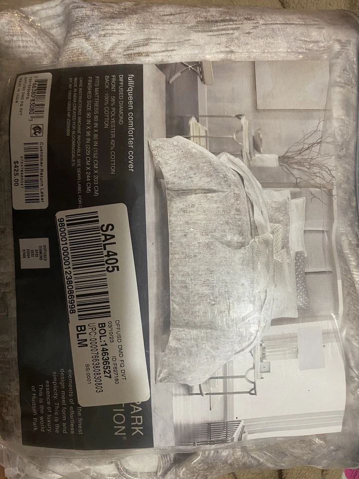 Hudson Park Full/Queen Duvet Cover, Diffused Diamond, Multicolor & 2 Shams - Image 3 of 4