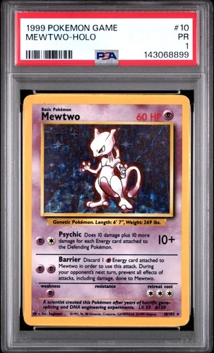 1999 POKEMON GAME #10 MEWTWO-HOLO PSA 1