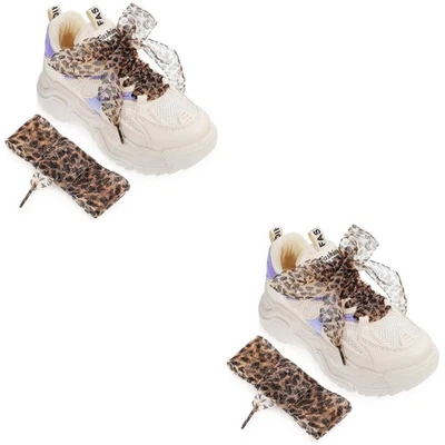 2 Pieces Schnuersenkel Leopardenmuster Schuhdekorationen Für Damen Schuhzubehör - Bild 1 von 4