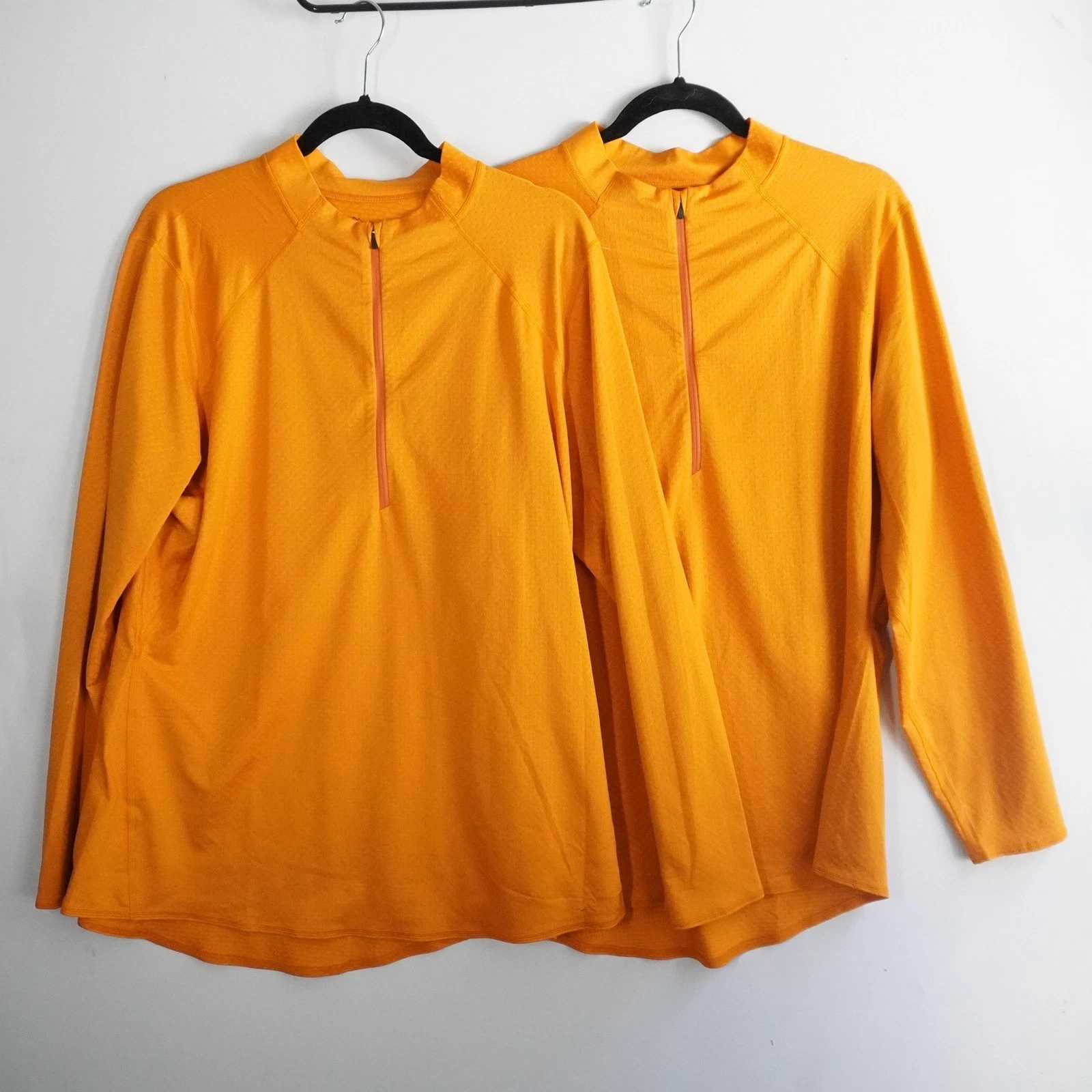 REI Co-op Women 1XL Long Sleeve Pullover LOT 2 Quarter Zip Athletic Top Orange