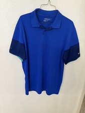 Nike Golf Tour Performance Polo Shirt PGA Tour Blue L Color Block Mens