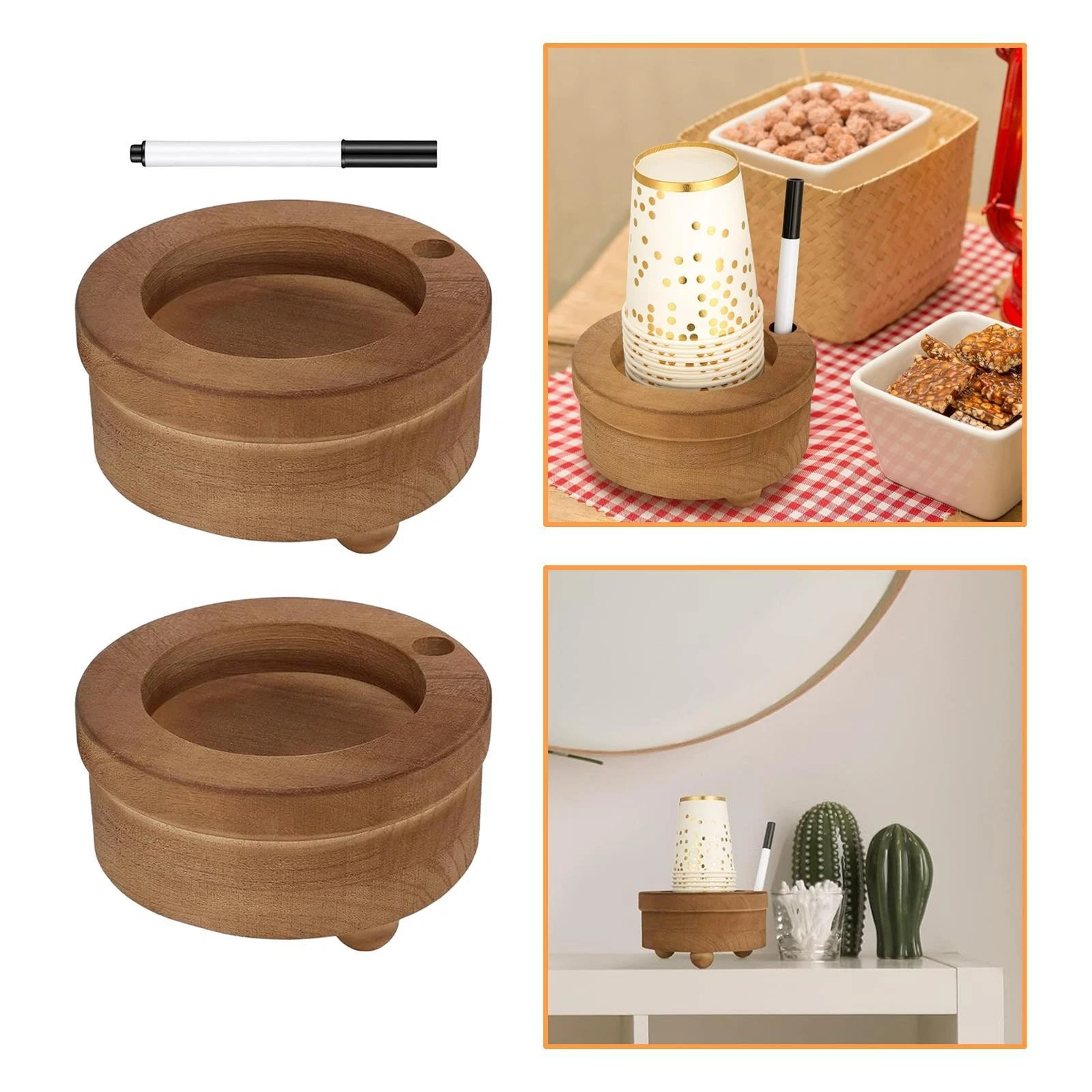 Wooden Cup Holder Housewarming Gift Storage Rack for Wedding Desktop Kitchen