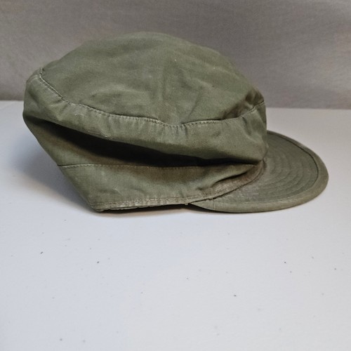 Vintage US Army Field Cap Olive Green Hat With Major Leaf Insignia Gaylord FLAWS - Picture 3 of 8