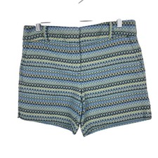 Ann Taylor LOFT The Riviera Short Blue Green Geometric Jacquard Size 6