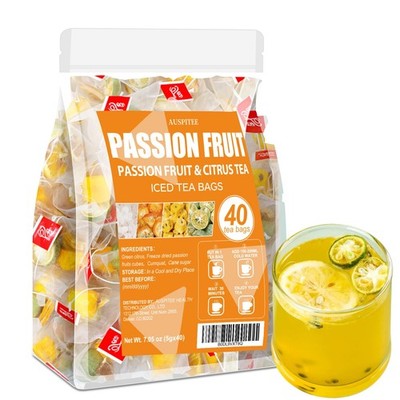 AUSPITEE Passion Fruit & Citrus Tea Bags  7.05 oz & 40 Tea Bags, Natural, Fre...