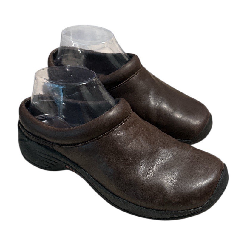 Scarpe Merrell donna 6 5 Encore Nova zoccoli pelle marrone liscio slip on casual