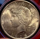 BU UNC 1925 Peace Dollar 90% Silver Antique U.S. Mint Coin