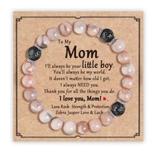 Gifts for Mom from Son, Pink Mother and Son Bracelet as Mother Son's Christmas P