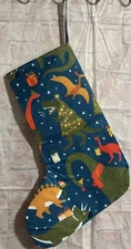 18” Dinosaur Christmas Stocking T-Rex in Santa Hat Tree Lights Ect