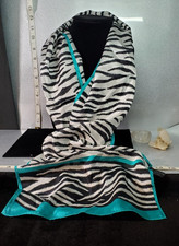 Vintage The Specialty House Zebra/Teal SCARF 100 silk Made in Japan