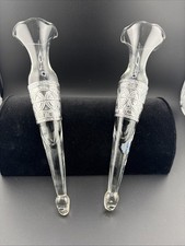 Pair Of Antique Automobile Glass Bud Vase Sterling Silver Sleeveholder