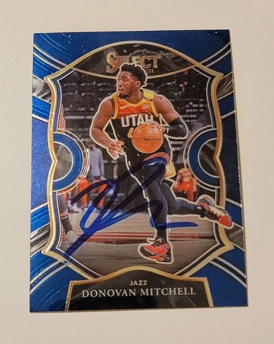 signed 2020-21 Panini Select Blue Donovan Mitchell #27 - Cavs - Jazz Autograph