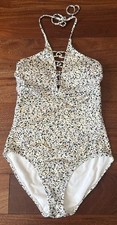 Athleta Aqualuxe Cofetti Loop Halter One Piece Swimsuit SZ SM NEW