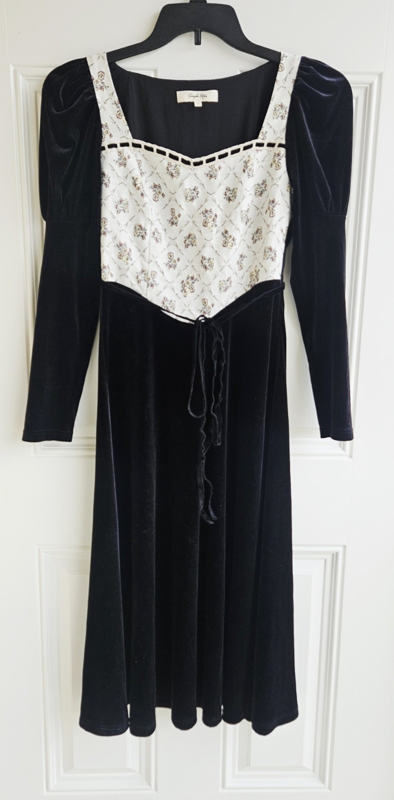 Simple Retro Eliza Square Neck Patchwork Puff Sle… - image 6