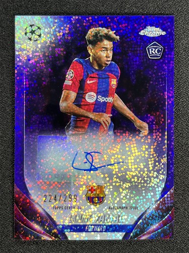 2023-24 Topps Chrome UEFA Lamine Yamal #CA-LY Violet Speckle Rookie RC Auto /299