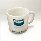 Vintage Chevron Gas Service Sells Milk Glass Cup Rare