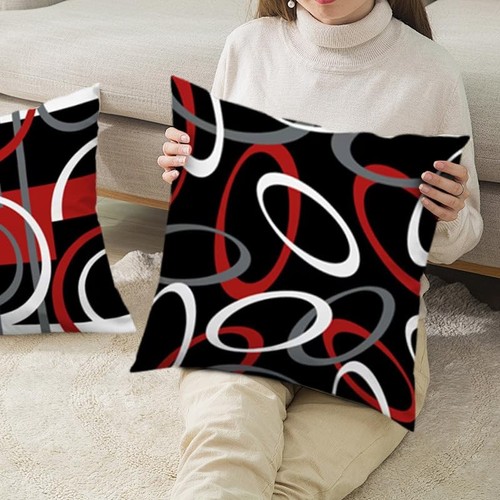 Black and Red Throw Pillow Covers 18x18 Set of 4 Grey Modern Abstract - Picture 5 of 7