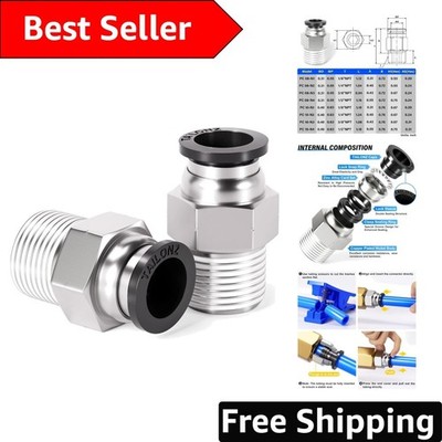Durable Copper and Plastic 8mm Tube OD Push-to-Connect Fittings - Set of 10