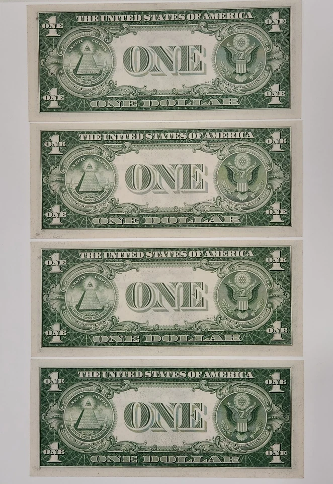 Lot of Four Consecutive 1935 A Silver Certificate Notes Unc $1.00 Bill - Image 2 of 2