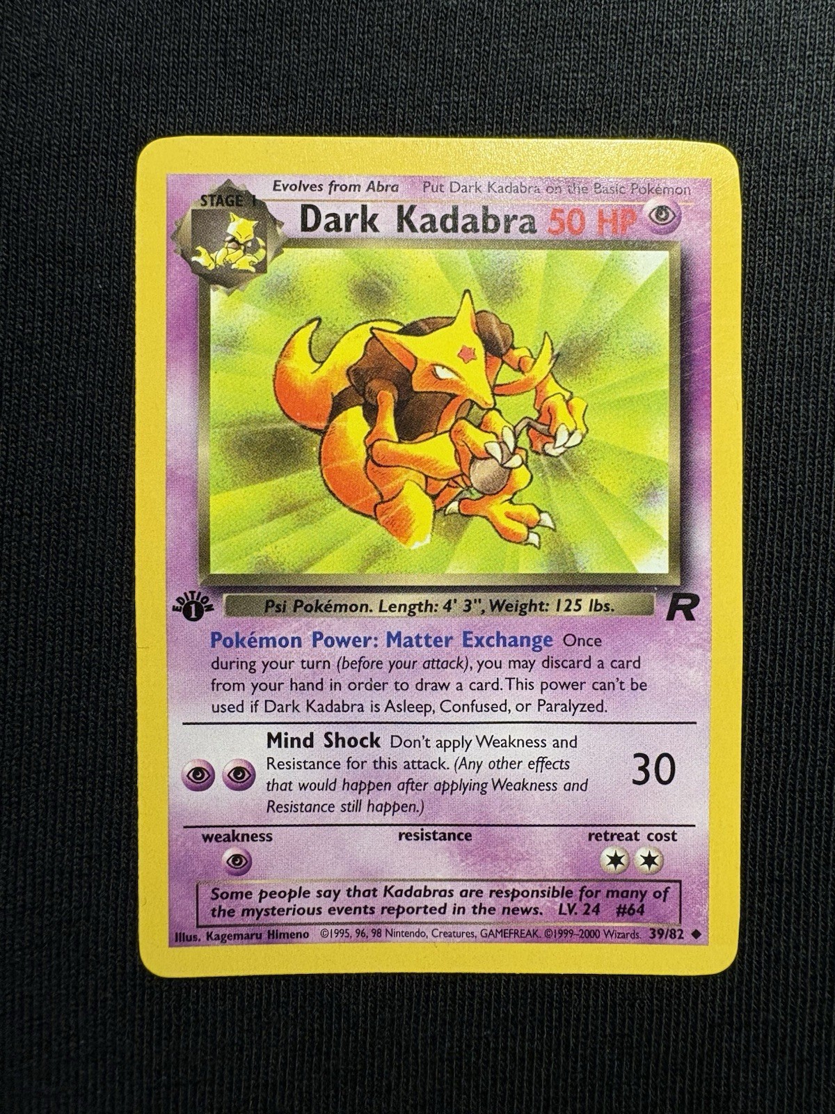 Pokemon Cards - Dark Kadabra 39/82 - Team Rocket 1st Edition WOTC - NM Pokémon