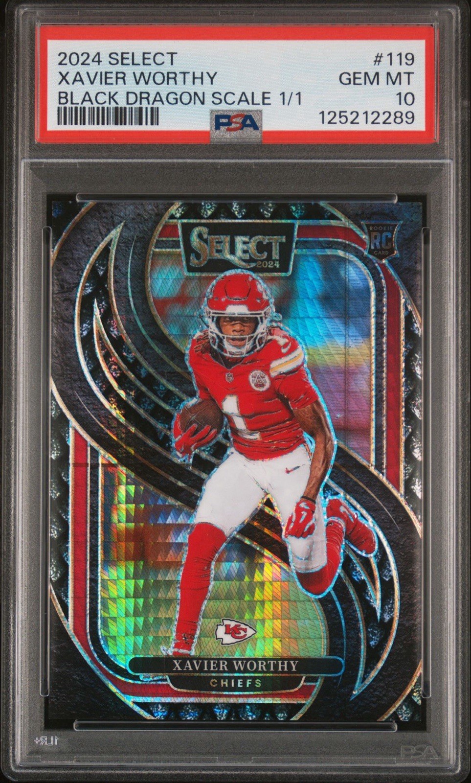 2024 Panini Select - Xavier Worthy #119 Black Dragon Scale 1/1 PSA 10