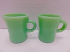 2 Vintage Fire King Jadite Jadeite Green Glass Coffee Mugs C-Handle